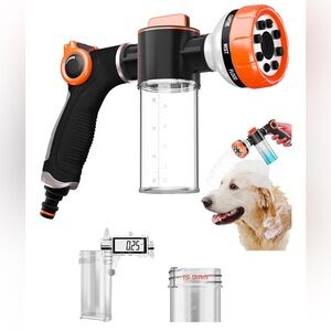 Dog Washing Hose Attachment, Easy-Control Nozzle w/ Dispenser, Garden, Pet, Car
